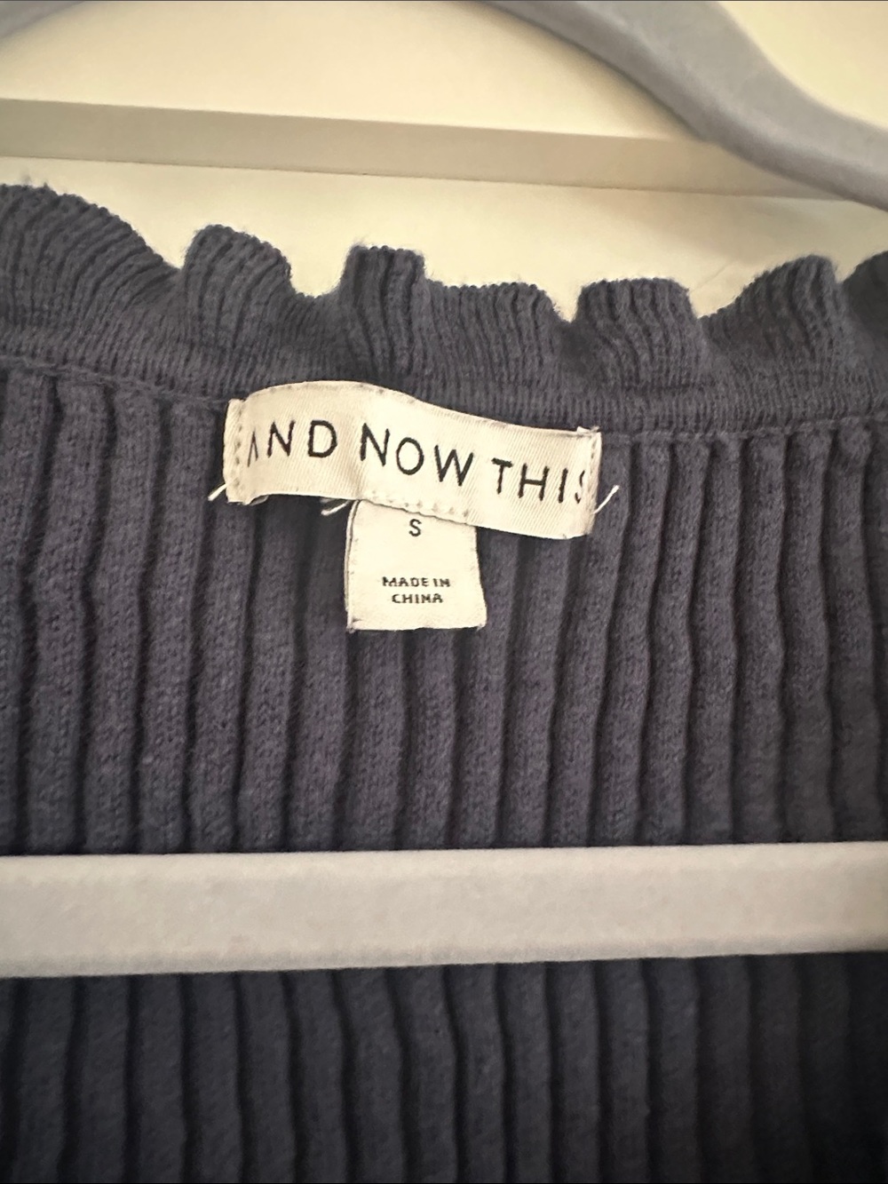 And Now This Dark Navy Ribbed Ruffle-Trim Button Tank - Picture 2 of 4